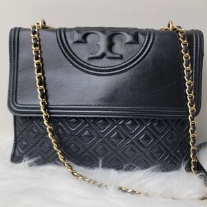 Tory BurchTory Burch Black Leather Fleming Shoulder Bag